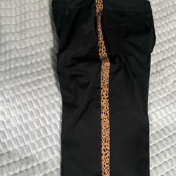 Brixton Victory Tuxedo Pants Women’s 25 W 27 L Black With Leopard Side Stripe - Picture 10 of 11